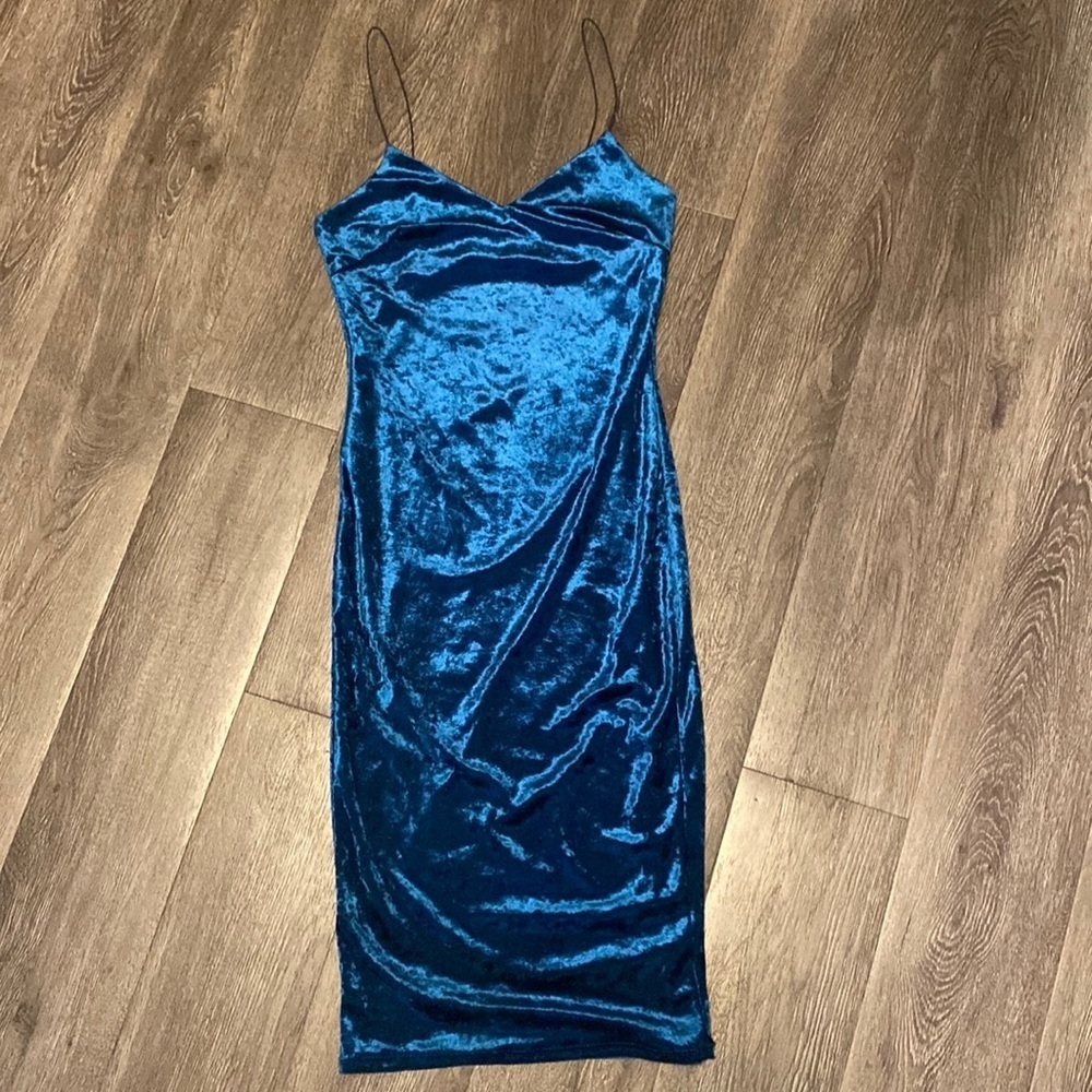 Crushed velvet midi dress with spaghetti straps by Charlotte Russe